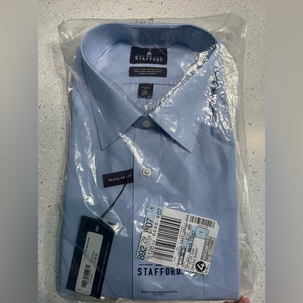BRAND NEW Stafford Blue Dress Shirt Classic Professional Style - Picture 4 of 5